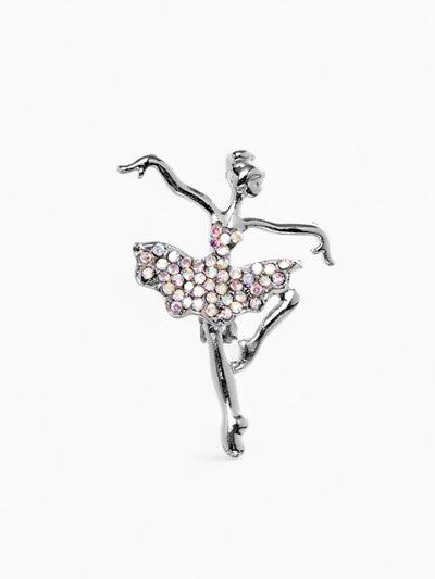 Брошь «Балерина» аллонже, радужная в серебре