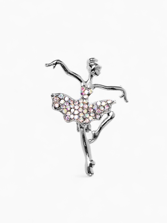 Брошь «Балерина» аллонже, радужная в серебре - Фото 1