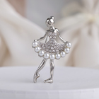 Брошь «Балеринка» , цвет белый в серебре - фото 306616377