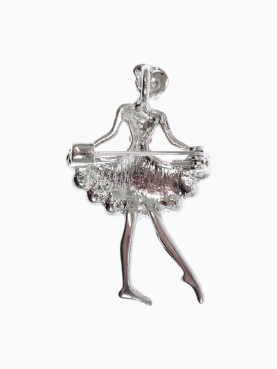 Брошь «Балеринка», цвет белый в серебре