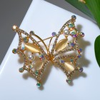 Брошь «Бабочка» перламутровка, цветная в золоте - Фото 1