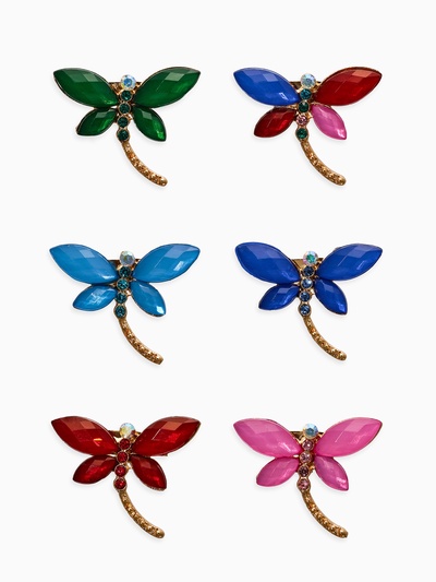 Брошь «Стрекозка», цвет МИКС в золоте (неделимая фасовка 12 шт., цена за шт.)