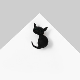 Брошь «Котёнок», цвет чёрный матовый в серебре 3734714
