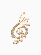 Брошь «Скрипичный ключ» с жемчужными нотками, цвет белый в золоте - Фото 1