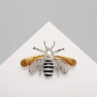 Брошь «Пчела» крупная, цвет чёрно-белый в серебре - Фото 1
