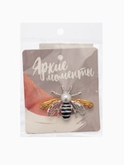 Брошь «Пчела» крупная, цвет чёрно-белый в серебре 3734731