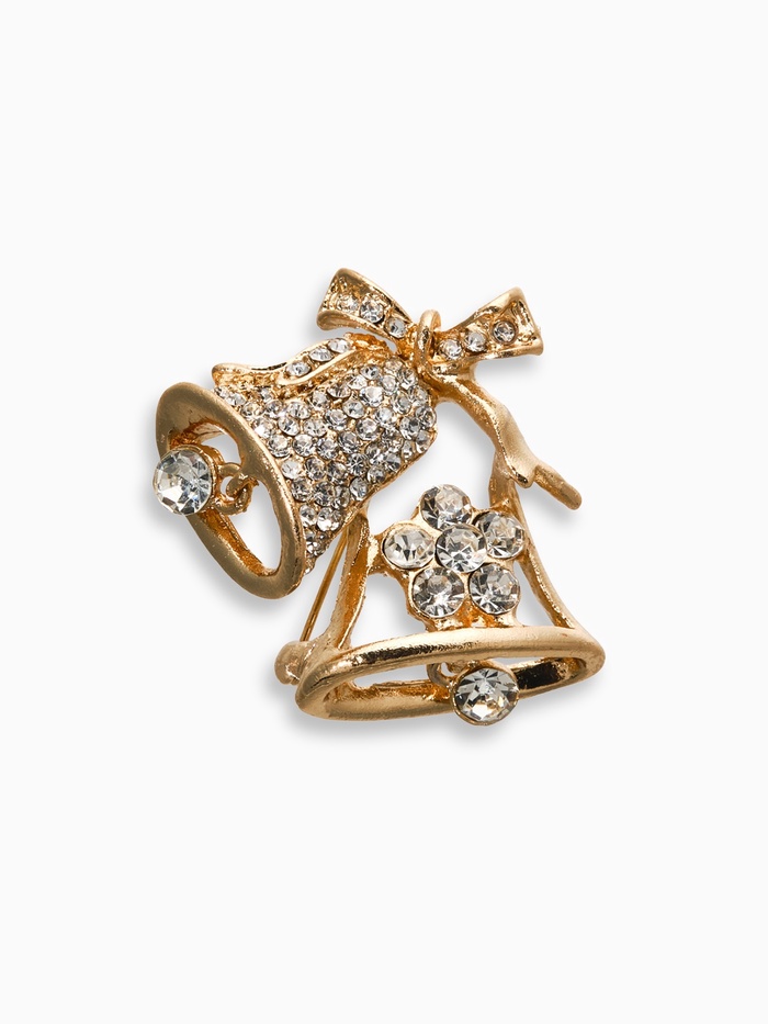 Брошь «Колокольчики», белая в золоте - Фото 1