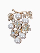 Брошь «Виноградная гроздь» с цветами, цвет радужный в золоте 3734753