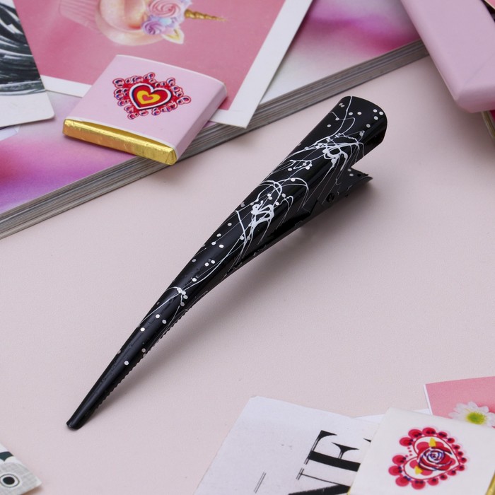 Зажим для волос «Брызги блеска», 12.5 см, чёрный - Фото 1