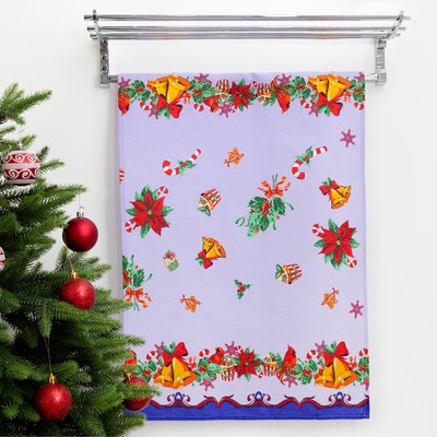 Полотенце кухонное "Доляна" Новогодние колокольчики 50х70 см, вафельное полотно, 100% хл
