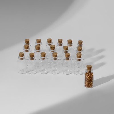 Набор баночек для хранения мелочей, d=1.5×3 см, 3 мл, 18 шт., в контейнере, 15×8×2 см