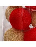 Гирлянда - нить, 5 м с насадками «Клубки красно-золотистые», IP20, прозрачная нить, 20 LED, свечение тёплое белое, 220 В - фото 7342817