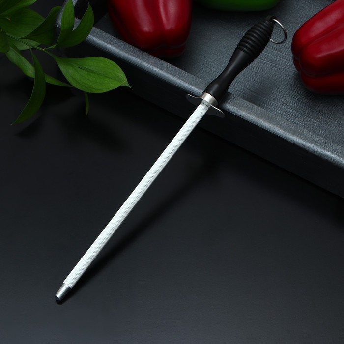 Мусат Доляна, 27 см, круглое сечение, нержавеющая сталь, чёрный - Фото 1