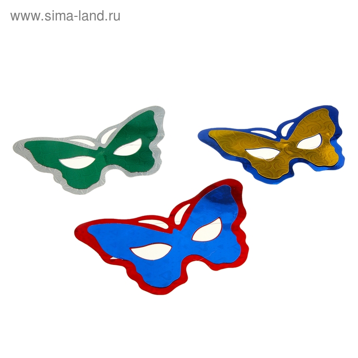 Карнавальная маска «Мотылёк», набор 6 шт., в наборе 1 цвет, цвета МИКС - Фото 1