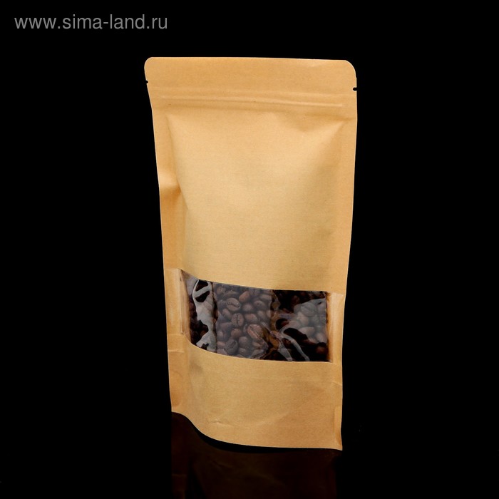 Пакет Zip - lock Крафт с прямоугольным окном 14×22 см - Фото 1