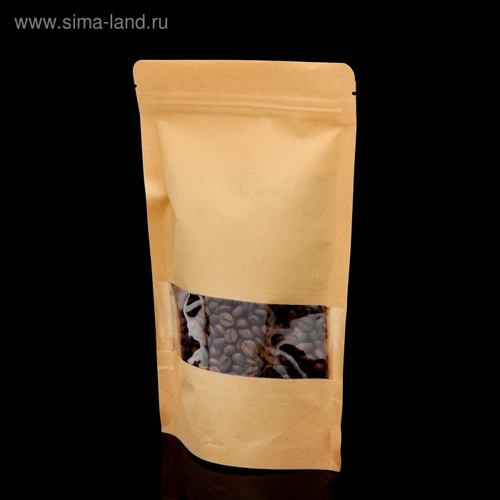 Пакет Zip - lock Крафт с прямоугольным окном 16×26 см - Фото 1