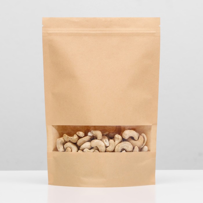 Пакет Zip - lock Крафт с прямоугольным окном 18×26 см - Фото 1