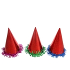 Карнавальный колпак (набор 6 шт) цвет красный с мишурой - Фото 1