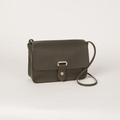 Сумка женская, отдел на клапане, длинный ремень, цвет зелёный