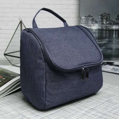 Несессер, отдел на молнии, крючок, цвет синий