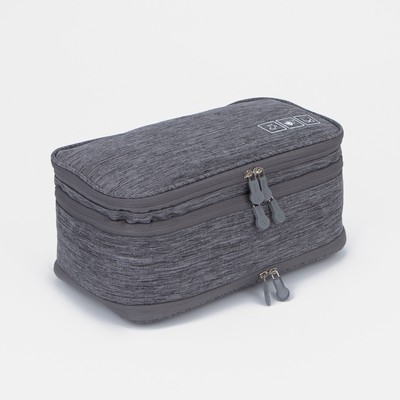 Косметичка-несессер дорожная на молнии, с крючком, с ручкой, серая