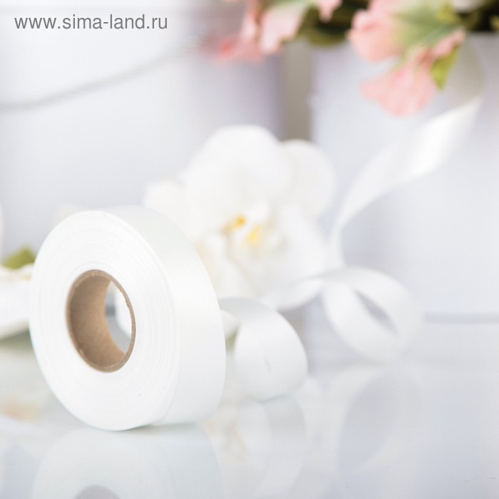 Лента для декора и подарков, белый, 2 см х 45 м - Фото 1