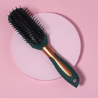 Расчёска массажная, прорезиненная ручка, 5 × 24 см, цвет зелёный/золотистый - Фото 3