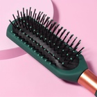 Расчёска массажная, прорезиненная ручка, 5 × 24 см, цвет зелёный/золотистый - Фото 4