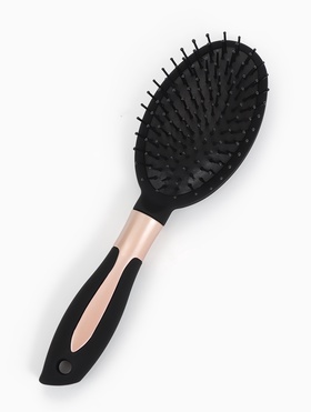 Расчёска массажная, прорезиненная ручка, 8×24 (±1) см, чёрная