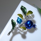 Брошь «Ветвь черничная», цвет зелёно-голубой в серебре - Фото 2