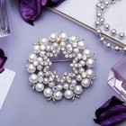 Брошь «Венок жемчужный» бабочки, цвет белый в серебре - Фото 2