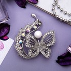 Брошь "Бабочка" с хвостиком, цвет радужный в серебре - Фото 1