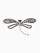 Брошь «Стрекоза» ракушка, цветная в чернёном серебре - Фото 1