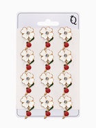 Брошь «Цветы ромашки» с божьей коровкой, цветная в золоте (неделимая фасовка 12 шт., цена за шт.) 3734701