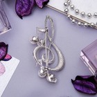 Брошь «Скрипичный ключ» с жемчужными нотками, цвет белый в серебре - Фото 2