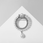 Брошь «Кольцо жемчужное» с подвеской, цвет белый в серебре - Фото 3