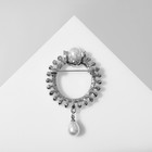 Брошь «Кольцо жемчужное» с подвеской, цвет белый в серебре - Фото 2