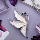 Брошь «Бабочка» нежность, цвет белый в серебре - Фото 2
