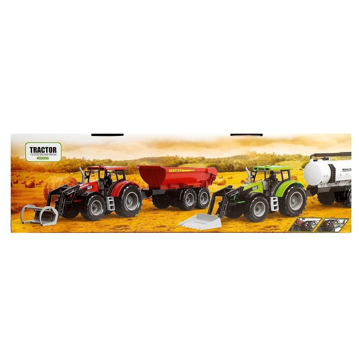 Трактор инерционный «Фермер», с прицепом, масштаб 1:32, МИКС - фото 1880429400