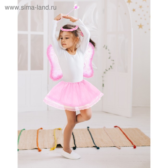 Карнавальный набор "Ангел", 4 предмета: нимб, жезл, крылья, юбка, 3-4 года, цвет розовый - Фото 1