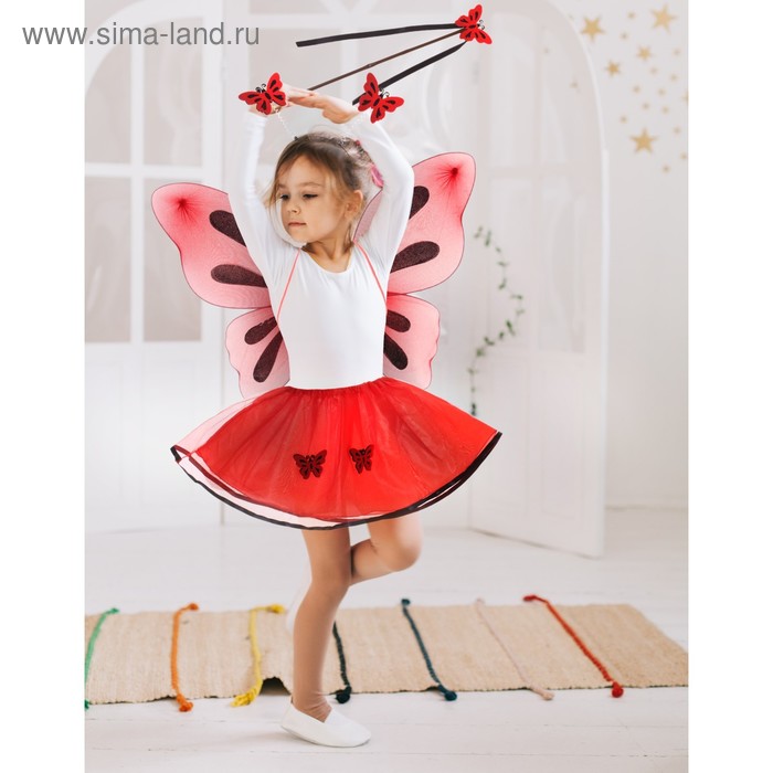 Карнавальный набор "Бабочка", 4 предмета: ободок, жезл, крылья, юбка, 3-4 года - Фото 1