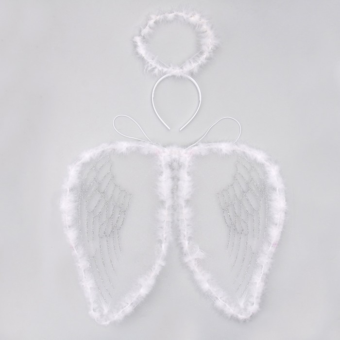 Карнавальный набор «Ангел», 2 предмета: нимб, крылья, цвет белый, 3-5 лет - Фото 1
