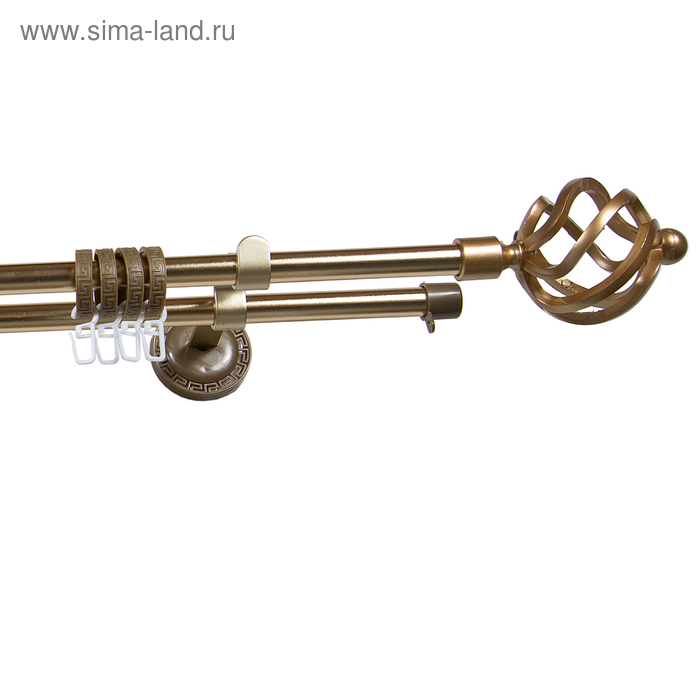 Карниз двухрядный 180 см, d=1.6 см, цвет матовое золото - Фото 1