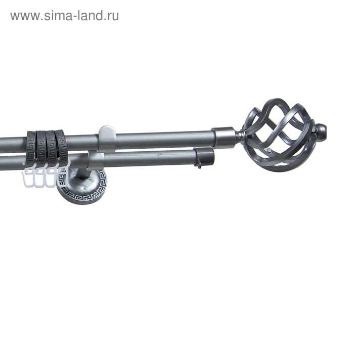 Карниз двухрядный 400 см, d=1.6 см, цвет сатин - Фото 1