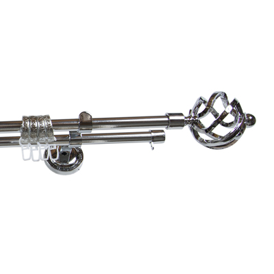 Карниз двухрядный, 400 см, d=1.6 см, цвет серебро