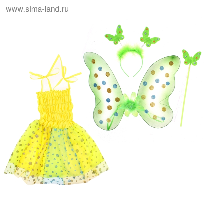 Карнавальный набор "Бабочка", 4 предмета: платье, крылья, ободок, жезл, 3-4 года - Фото 1