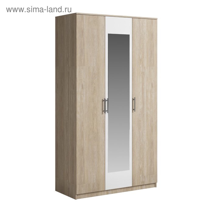 Шкаф прямой трёхстворчатый «Светлана», с зеркалом, 1200×540×2070 мм, цвет дуб сонома/белый - Фото 1