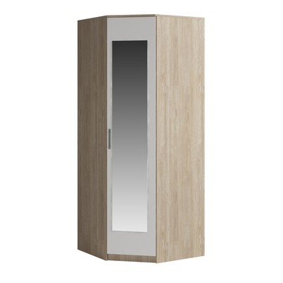 Шкаф угловой «Светлана», с зеркалом, 880×540×2070 мм, цвет дуб сонома/белый