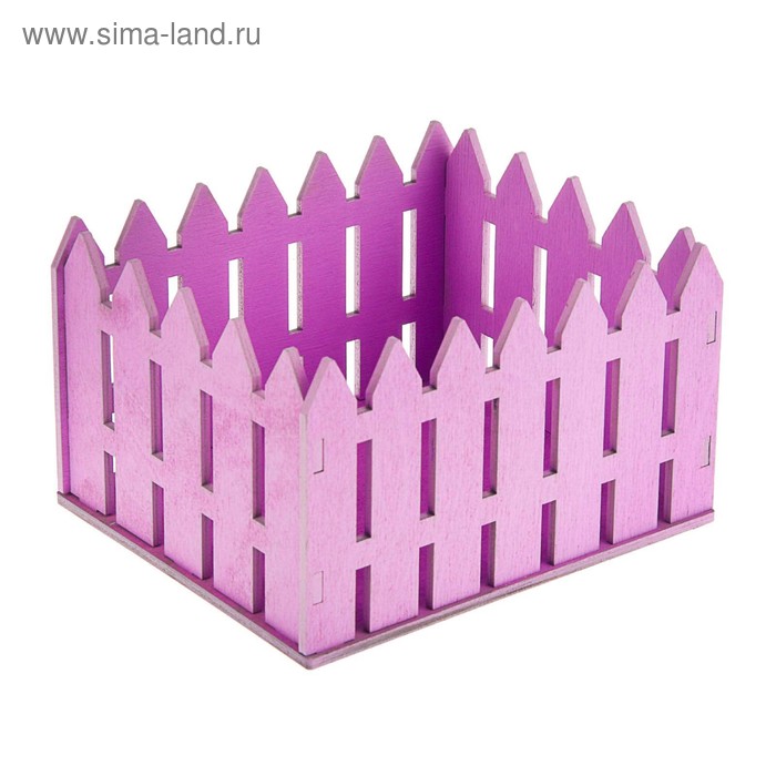 Кашпо деревянное "Заборчик просторный", фиолетовый Дарим Красиво - Фото 1