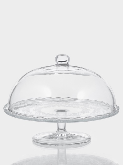 Подставка для торта Magistro «Цветочки», 29×23 см, на ножке, с крышкой-клош, стекло, прозрачная